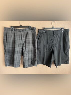 Nike Golf Dri-fit Performance Men’s Bundle of Two Black & Plaid  Shorts Sz 36